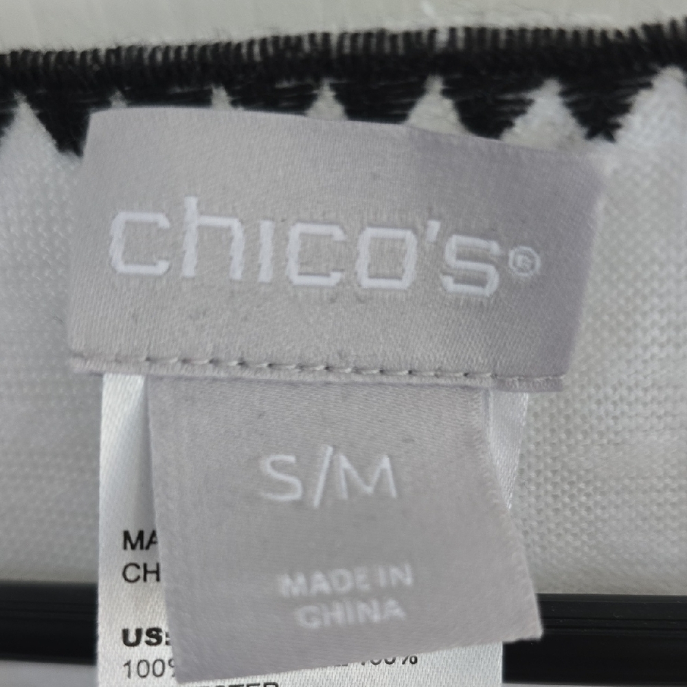 Chico's Black and White Embroidered Knit Poncho - Picture 4 of 10